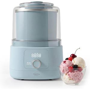Martha Stewart Ice Cream Maker, 2 Quart Double-Insulated Freezer Bowl, Sorbet & Frozen Yogurt, Ready in 20 Minutes, Mix-Ins Chute, Easy to Clean, Sky Blue