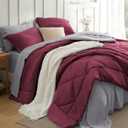 Bedsure Full Size Comforter Set - 7 Pieces Reversible Burgundy Bedding, Full Size Bed Set for All Seasons, Bed in a Bag with Down Alternative Comforter, Sheets, Pillowcases & Shams