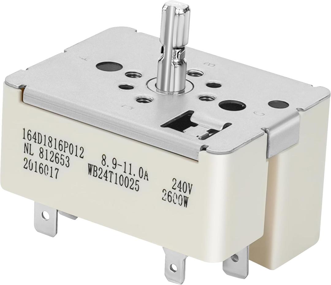 WB24T10025 Surface Burner Control Switch Replacement for G-E Hot-Point, Ken-More Electric Range Stove Replace PS236750 AP2024072 AH236750 769692 EAP236750,8 Inch Surface Burners by Cenipar