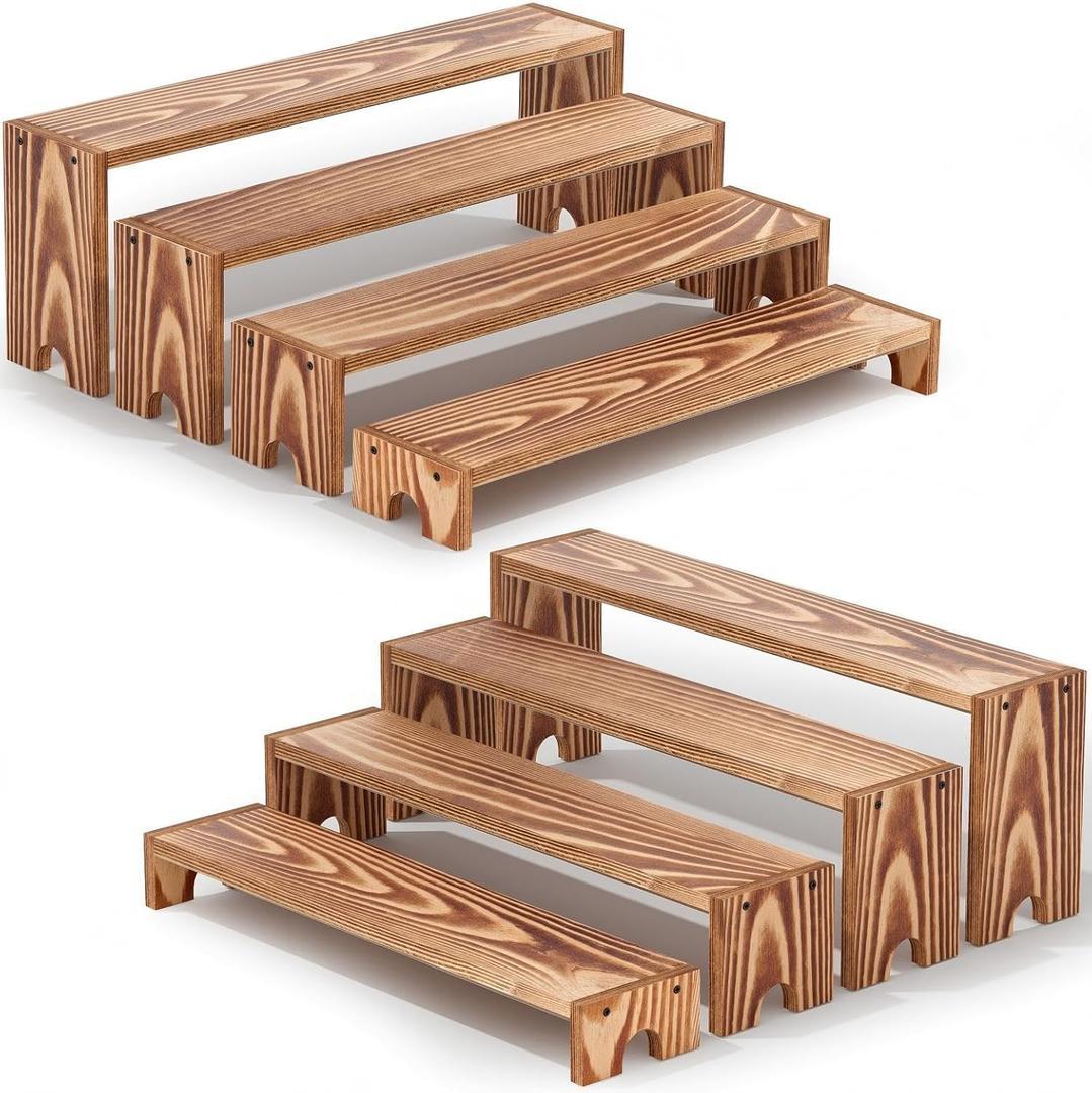 14 Inch Large Wooden Tiered Riser Display Stands, 2 Set Stackable Wooden Cupcake Stand Dessert Table Display Set,Tiered Shelf Organizer,Display Stands Shelf,Vendor Booth Display Items for Vendor Events