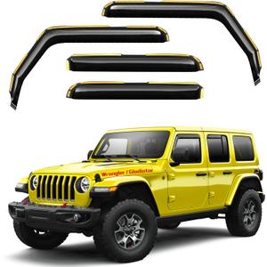 in-Channel Window Rain Guards Fit for Jeep Wrangler JL 2018-2025/Gladiator 2020-2025 Extra Durable Window Deflectors Vent Shades Visors Exterior Car Accessories Visors Rain Guards - 4 pcs