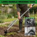 BARAYSTUS Weed Puller 61" Adjustable Long Handle, 2-in-1 Weed Rake & Crack Weeder with Detachable Head, Stainless Steel Weeding Tool for Lawn, Yard, Garden & Sidewalk Cracks, Weed Remover