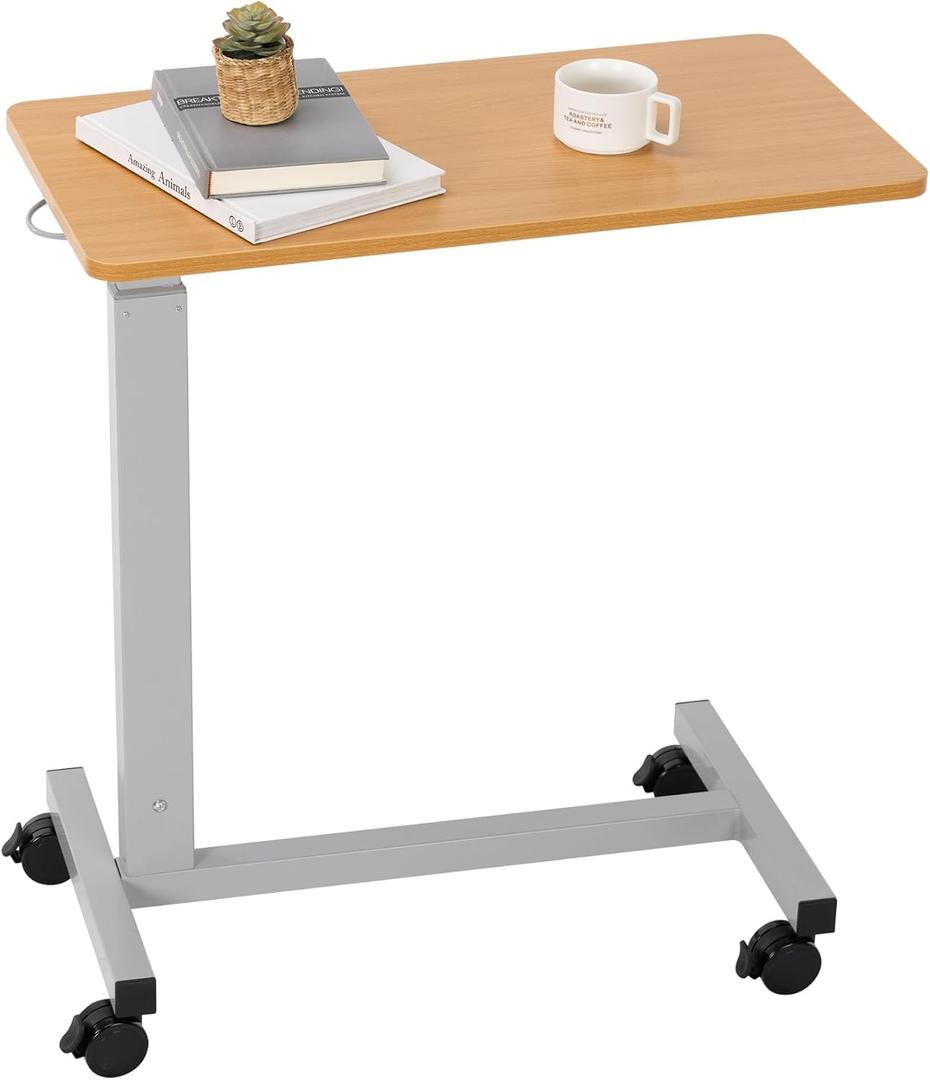 Overbed Table with Wheels Adjustable Height, Heavy Duty Hospital Table Over Bed for Home Use 70 Pounds Capacity