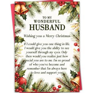 2 x Christmas Card for Husband, Merry Christmas Gift Card for Husband