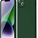 oakxco for iPhone 14 Plus Phone Case Liquid Silicone, Cute Thin Slim Soft Rubber TPU Plain Smooth Gel Cover for Women Girl, Matte Solid Protective & Shockproof, Dark Forest Green