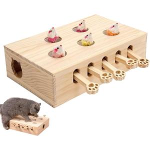 Cat Enrichment Toys For Indoor Cats, w-hack a mole Game Cat Puzzle Toy, Safe Fun Box Paws Scratcher, Interactive Box Catch Mice Game For Cat Playing Scratching Bite