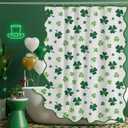 Frienda St. Patrick's Day Shower Curtain for Bathroom Decor Scalloped Green Clover Shamrock Irish Curtain Waterproof Fabric for St. Patty's Day Bathroom Decorations, Hooks Include, 72 x 72 Inch