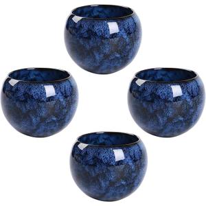 MQjzsh Chinese Japanese Traditional Ceramic Tea Cups, Mini Ceramic Kung Fu Tea Cups, Mate Cup Set, Tea, Espresso, 4-Piece Set for Home, Outdoor and Office (B)