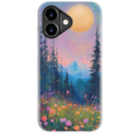 for iPhone 17 Case, Wireless Charging Compatible,Dual-Layer Protection with Stylish Wildflower Design, Soft Silicone + Hard Shell, Cute Phone Cover for Women - Twilight Mountain Floral