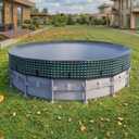 POOLHACKER 12 FT Round Pool Cover 420D Swimming Pool Cover for Above Ground Pools, Solar Pool Cover with Steel Cable & Pulley Tightening, Fit for Inflatable Pool, UV Resistant