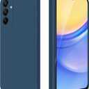 GiiYoon Silicone Case Compatible with Samsung Galaxy A15, Full Body Silky Soft Touch Phone Case with Camera Protection, Shockproof Cover with Microfiber Lining, Blue