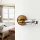 1 Pack Antique Brass Glass Door Lever Passage Crystal Door Levers Door Lever Interior Door Handle for Hall and Closet,Zinc Alloy