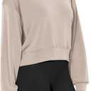 ODODOS Modal Soft Long Sleeve Cropped Sweatshirts for Women Oversized Crew Neck Pullover Crop Top (XS)