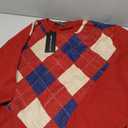 Kallspin Men's Wool Blend Crewneck Sweater Argyle Long Sleeve Pullover Sweater for Casual Or Dressy Wear, Size L Tall