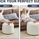 WSOFRLAC Small Pouf Ottoman Foot Rest Footstool and Ottomans Small for Couch Foot Stools for Living Room Boho Couch Ottoman White Beige Pouf Ottomans 26x18 Foot Rest Poufs Round Stool
