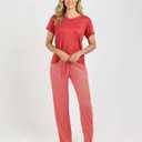 Real Essentials 2 Pack: Women's Comfy Pajama Sets - Short Sleeve Ladies Loungewear Sleepwear PJs (Available In Plus) (L)