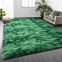Large Shag Area Rugs 6 x 9, Plush Fuzzy Rugs for Living Room, Ultra Soft Fluffy Furry Rug for Bedroom, Indoor Carpet Nursery Rugs for Kids Room Home Decor, Tie-Dyed Emerald Green