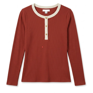 REORIA Women's 2025 Fall Long Sleeve Henley T Shirts Button Ribbed Knit Slim Fit Casual Basic Tops 
 Size M