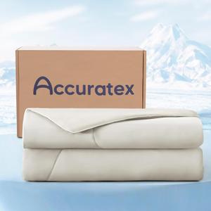 ACCURATEX Cooling Comforter King/Cal King Size, Q-max>0.45 Arc-Chill Cooling Blanket for Hot Sleepers, Lightweight Cool Blankets for Night Sweats, Silky Breathable Summer Cool Comforter,Ivory(104x90)