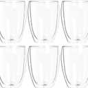 Bodum 12oz Pavina Double Wall Insulated Tumbler, High-Heat Borosilicate Glass, Set of 6, Clear