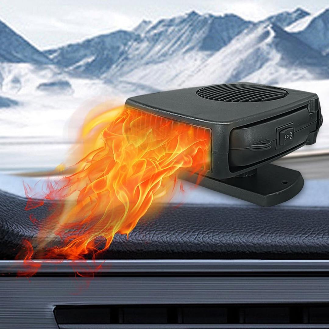 12V 200W Portable Car Heater, Car Windshield Defogger Defroster with 360 Degree Rotary & Cigarette Lighter Plug-in, 2 in 1 Auto Windscreen/Window Heater Fast Heating & Cooling Fan