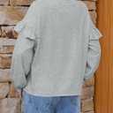Fisoew Womens Crewneck Sweatshirts Fall Casual Ruffle Long Sleeve Roll Hem Loose Cropped Pullover Tops (XX-Large, Grey)