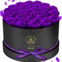 Forever Flowers, 27 Roses in A Box, Real Preserved Roses, Birthday Gift for Women, Mother's Day, Anniversary, Purple Rose