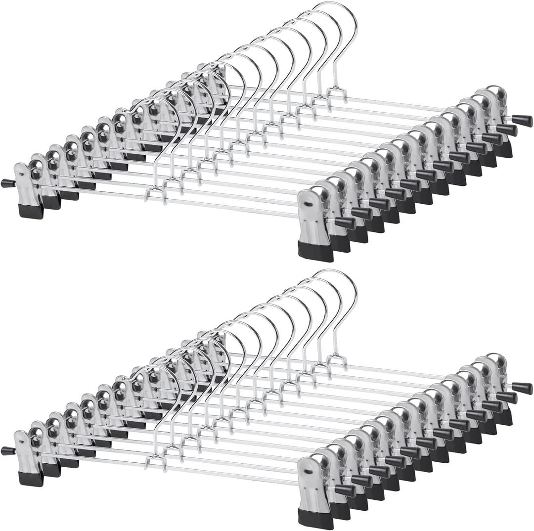 GoodtoU Pants Hangers, 30Pack Skirt Hangers with Clips Metal Hangers for Pants Clips Trouser Shorts Jeans (30 Pcs)