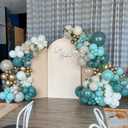158PCS Teal Balloons Arch Garland Kit, Turquoise Sand White Metallic Gold Balloons Garland for Baby Shower Bridal Shower Wedding Birthday Party Decorations