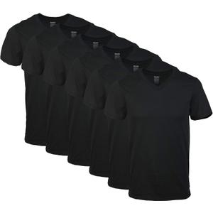 Gildan Men's V-Neck T-Shirts, Multipack, Style G1103 (Large, Black (6-pack))