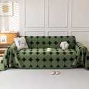 Boho Chenille Couch Cover for Dogs, Non Slip Sofa Cover, Couch Slipcover Covers for 3 Cushion, Furniture Protector with Tassels for Pets Washable, 71"x118", Circle Green