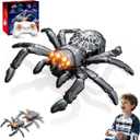 sportsvoutdoors Realistic Remote Control Wall Climbing Spider Toy with Glowing Red Eyes, 360 Spinning RC Prank Bug, Crawls on Walls, Ceilings & Floors, Rechargeable Gift for Kids Ages 3-12 (Black)