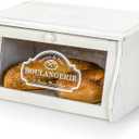 Red Co. 14x 7 Rubberwood Bread Storage Box with Acrylic Front & Knob Handle, White