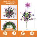 Artificial Flowers for Outdoors, 12 Bundles Multicolor Faux Silk Flower Spring Summer Decoration, Artificial Plants Fake Outdoor Flowers UV Resistant No Fade for Home Planter Porch Patio Yard Decor (Double Purple)