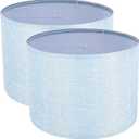 Lamp Shades Set of 2, Drum Lampshade for Table Lamps Floor Lamp, 13" Top X 13" Bottom X 10" High Blue Large Line Fabric Lamp Shades, Easy Assembly Replacement Lampshades