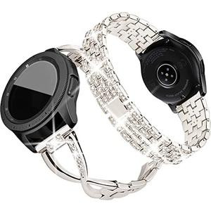 SUPOIX Compatible for Samsung Galaxy Watch 7/Galaxy FE 2024/6 /4/5 40mm 44mm/ 3 41mm/ 42mm/Active 2 Band, 2P 20mm Women Bling Strap (Starlight)