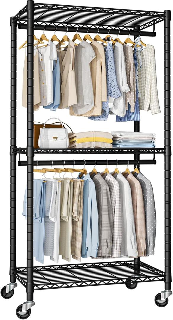 FUTASSI Heavy-Duty Portable Closet, 30"W x 14"D x 76"H, Black, Carbon Steel