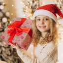 2 x RiukRaiu Christmas Cat Wrapping Paper for Kids - Pink Xmas Gift Wrap Red Green Plaid Paw Prints Gingerbread Santa Hats for Holiday Presents & Party Gifts - 4 Jumbo Sheets, 40 X 28 Inches Each