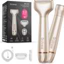 Orchrose Electric Razor for Women 2-in-1: Painless Rechargeable Shaver for Face Legs Underarms and Bikini Area  Travel Lock (Gold)