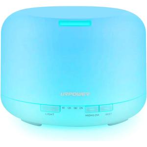 URPOWER Upgraded 500ML Essential Oil Diffuser Humidifiers Ultrasonic Aromatherapy Diffusers with 4 Timer Settings and Waterless Auto Shut-Off for Home Office Living Room Yoga Spa