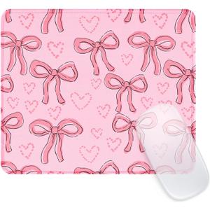 2 x Square Funny Mouse Mat, Cute and Waterproof Mousepad for Computers, Laptop with Non-Slip Rubber Base, 9.5 * 7.8 * 0.12In Mouse Pad, Office & Home,Bowknot (Small)