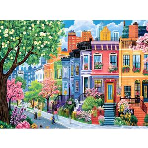 500 Pieces Puzzles for Adults, Spring Puzzle for Adults Elderly, Colorful Street Jigsaw Puzzle, Recycled Paper Puzzle 500 Pieces, Family Activity Game Nights Gifts 20.5x15 in