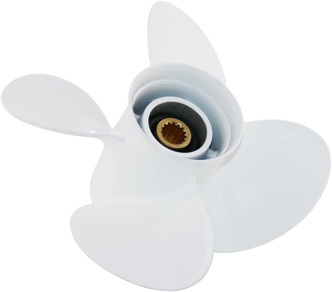 13x17, 4 Blades Aluminum Outboard Propeller Compatible with Yamaha Engines 50HP 60HP 70HP 75HP 80HP 85HP 90HP 100HP 115HP 130HP, 15 Spline Tooth, RH
