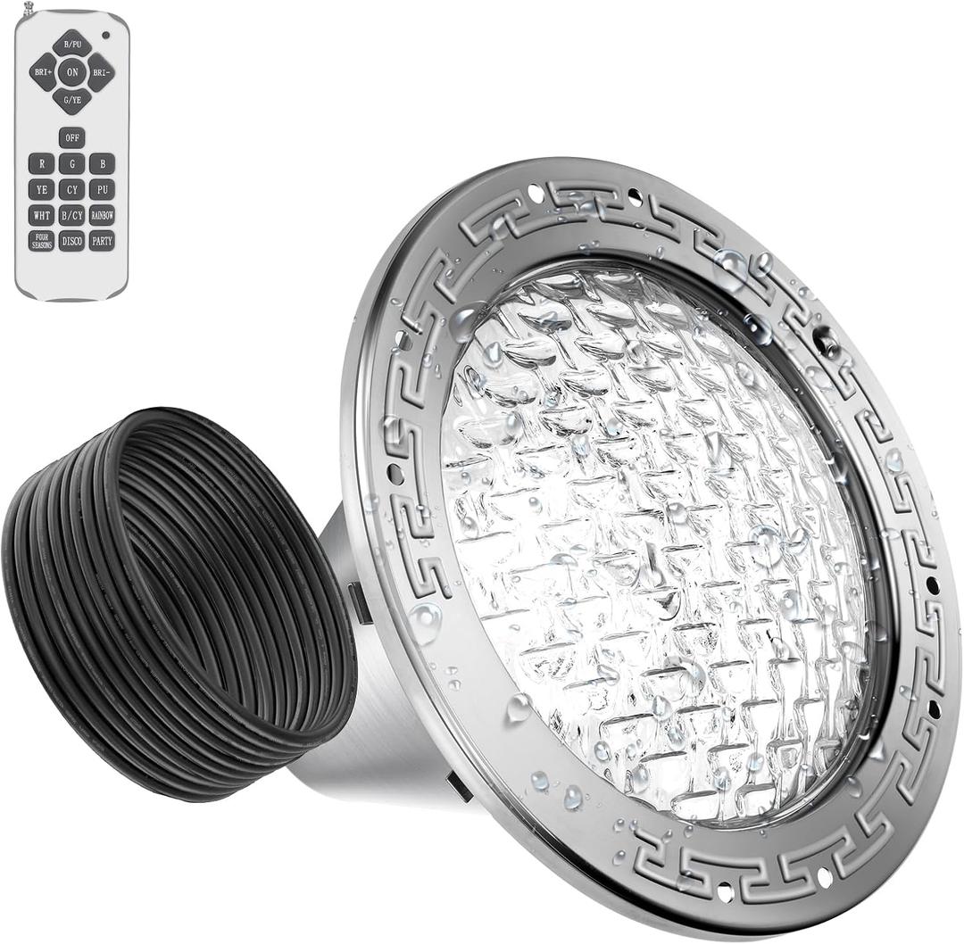 SH101300 10inch Led Pool Lights for Inground Pools, 50FT LED Pool Light for 10 inch Wet Niche, Underwater Swimming Pool Light for Inground Pools, Input AC120V, RGB, Remote Control.