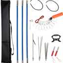 Hawaiian Sling Fishing Spear Set Fiberglass Spearfishing Pole Spear with 3 Replaceable Stainless Steel Tips, Fish Line Holder, Sharpening Files, and Carry Bag