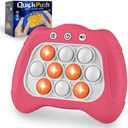 Infowush Pop Fidgets Game Toys,Handheld Game for Kids 6-8,Quick Push Game,Bubble Stress Pop Light Up Game Birthday Gifts for Boys Girls Teens Dark Pink