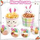 WorldBazaar Easter Snack Cups for Kids Paper Bowls Ice Cream 24 Sets Disposable Easter Party Supplies Treat Food Container Holiday Decorations Bunny