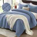 SunStyle Home Twin Quilt Bedding Set Blue, Lightweight Comforter Bedspread Blanket Twin Size Quilt, Durable Quilted Stitching Coverlet with 1 Pillow Sham in Diamond Pattern All Seasons 2pcs Kids