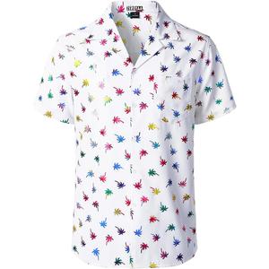 ZEROYAA Men Stylish Print Cuban Shirt Short Sleeve Button Down Relaxed Fit Shirts Beach Hawaiian Vacation Tops 2XL