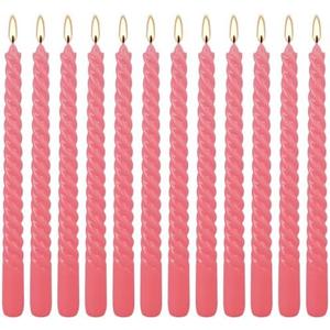 11-Pack Pink Spiral Taper Candles – 10 Inch Elegant Dripless & 10-Hour Burn – Long-Lasting Decorative Candles for Weddings, Birthdays, Parties, Church, Home Decor & Romantic Dinners